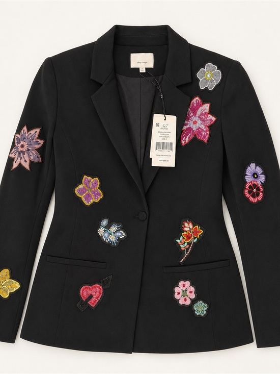 cinq a sept Jackets & Blazers - cinq a sept Black Embroidered Floral Blazer